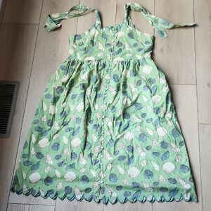Victoria Dunn Green Shell-Print Midi Dress
